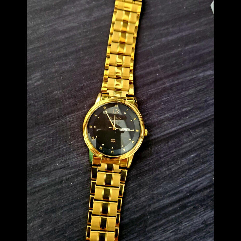 SQ23 Gold Black‎ Dial New Miyota Mvt & Batt Men's 41mm Watch - Picture 3 of 12